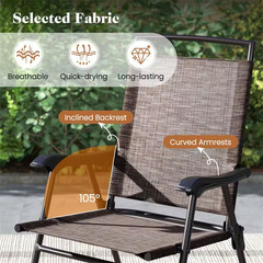 3-Piece Metal round Outdoor Bistro Furniture Set Patio Folding Chairs and Table