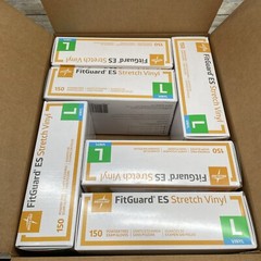 *6 BOXES* MEDLINE FITGUARD ES Stretch Vinyl Exam Gloves Size: LARGE, EXP: 03/26