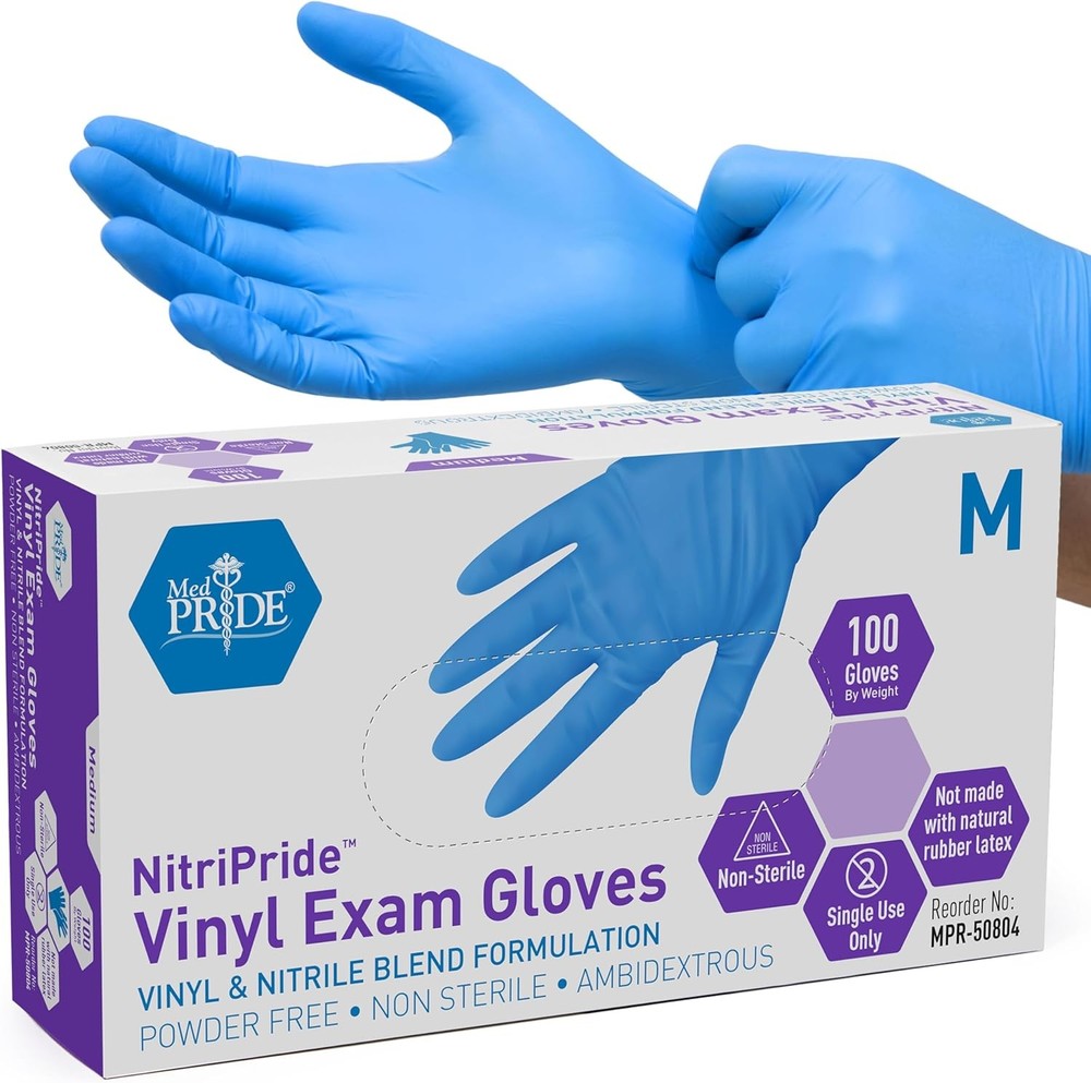 Nitrile/Vinyl Blend Ex Gloves, Powder-Free, Latex-Free,