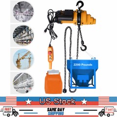 Electric Chain Hoist Single Phase Crane Hoist 2200 lbs Load 13 ft Lifting 1500W