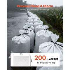 Uimoso 200 Pack Sandbags 16″ x 26″ with 50lb Capacity Heavy Duty Sand Bags