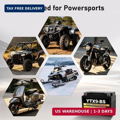 YTX9-BS 12V 9Ah AGM Sealed Motorcycle Battery, Maintenance-Free, Compatible with
