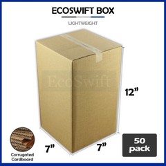 50 7x7x12 EcoSwift Cardboard Packing Moving Shipping Boxes Corrugated Box Carton