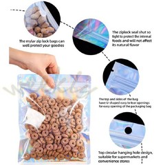 100 Holographic Mylar Foil Bags Smell Proof Resealable Clear Zip Lock Pouch Food
