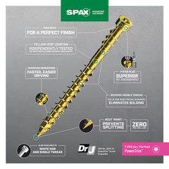 #8 X 3-1-1/8 In. Exterior / Interior Trim Head Wood Composite Screws Powertrim T