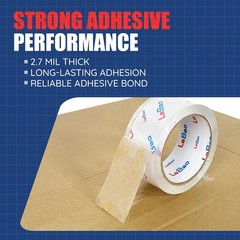 6 Rolls Heavy Duty Packing Tape with Metal Dispenser 1.88 in x 60 yd 2.7 Mil