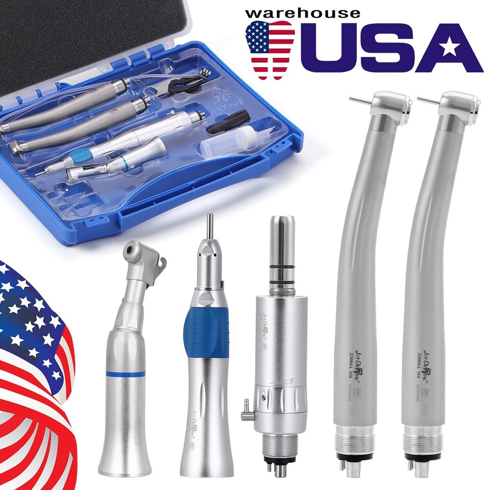 Dental High & Low Speed Handpiece Air Turbine kit Push Button Air Motor 4 Holes