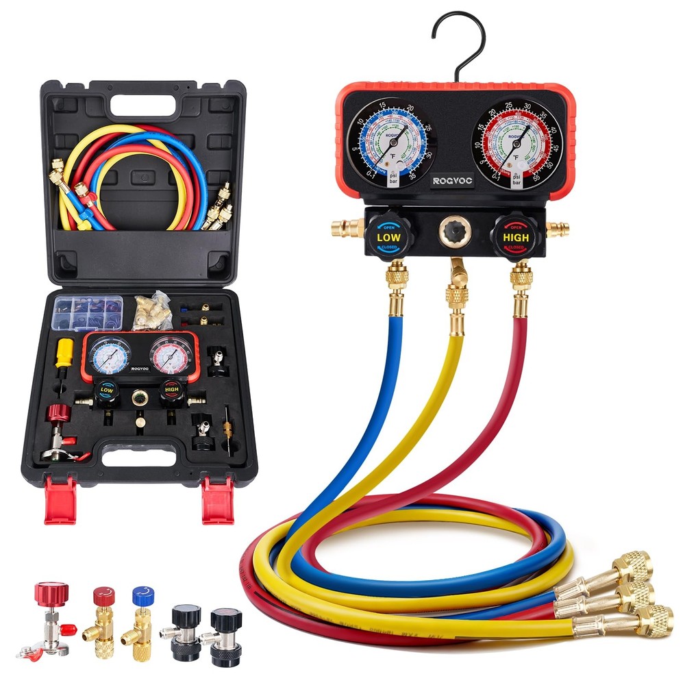 HVAC Manifold Gauge Set for R22/R410a/R134a Refrigerant, 3 Way AC Refrigerant…