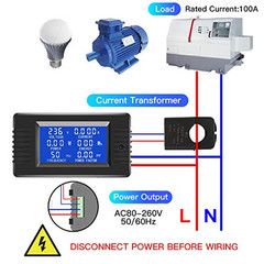 2 Pieces AC Current Voltage Amperage Power Energy Panel Meter LCD Digital Displa