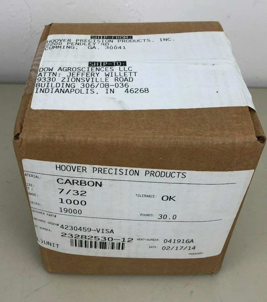 Hoover Scientific 19,000 Carbon balls 7/32 (30 pounds), grade 1000 — NEW