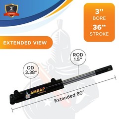 3×36 Hydraulic Cylinder – 3″ Bore, 36″ Stroke – Pin Eye Hydraulic Cylinder