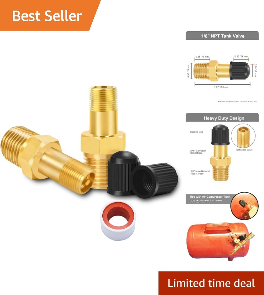 1/8″ NPT Tank Valve, Anti-Corrosion Brass Schrader Valve with 1/8″ Male NPT a…