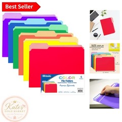 Colorful 1/3 Cut Letter Size File Folders – 6 Pack for Organized Workspaces