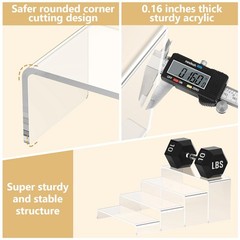 6 Pcs Large Acrylic Display Risers (7″ L~8″ L), Sturdy Rectangular Dessert St…