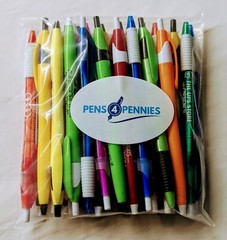 30ct Lot Misprint Retractable Click Pens: Javalina/Slimster BRIGHT MIXED COLORS