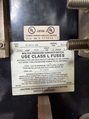 BOLTSWITCH VL3612-ST Bolted Pressure Contact Switch 3000 Amp 600 Volt 3 Phase