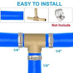 20 Pcs 1/4″ Brass Tee Barb Hose Fitting 3 Way Adapter Union Barbed Split Golden