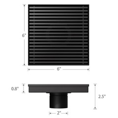 6 Inch Square Shower Drain with Removable Wedge Wire Pattern Grate,… Fast Ship