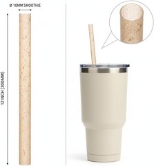 12 Inch Wide 10mm Sugarcane Straws for Smoothies & Stanley 40oz Tumbler, 24H