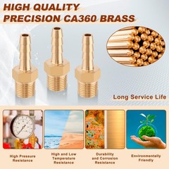 5pcs Brass Hose Barb Fittings 3/16 Inch Barb to 1/8 Inch NPT Male Thread Air …