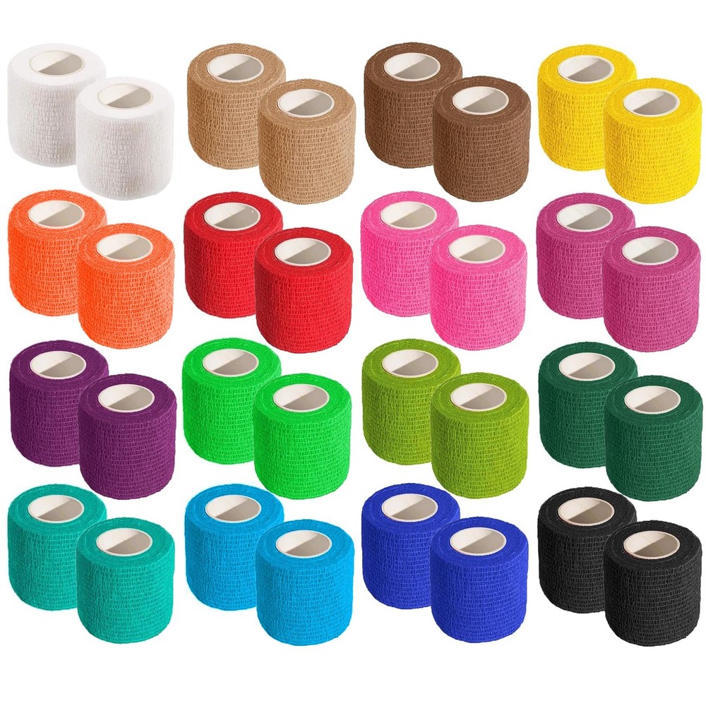 Allruyee 32 Rolls Self Adhesive Bandage Wrap 2 inch Cohesive 2 Inch, Colorful