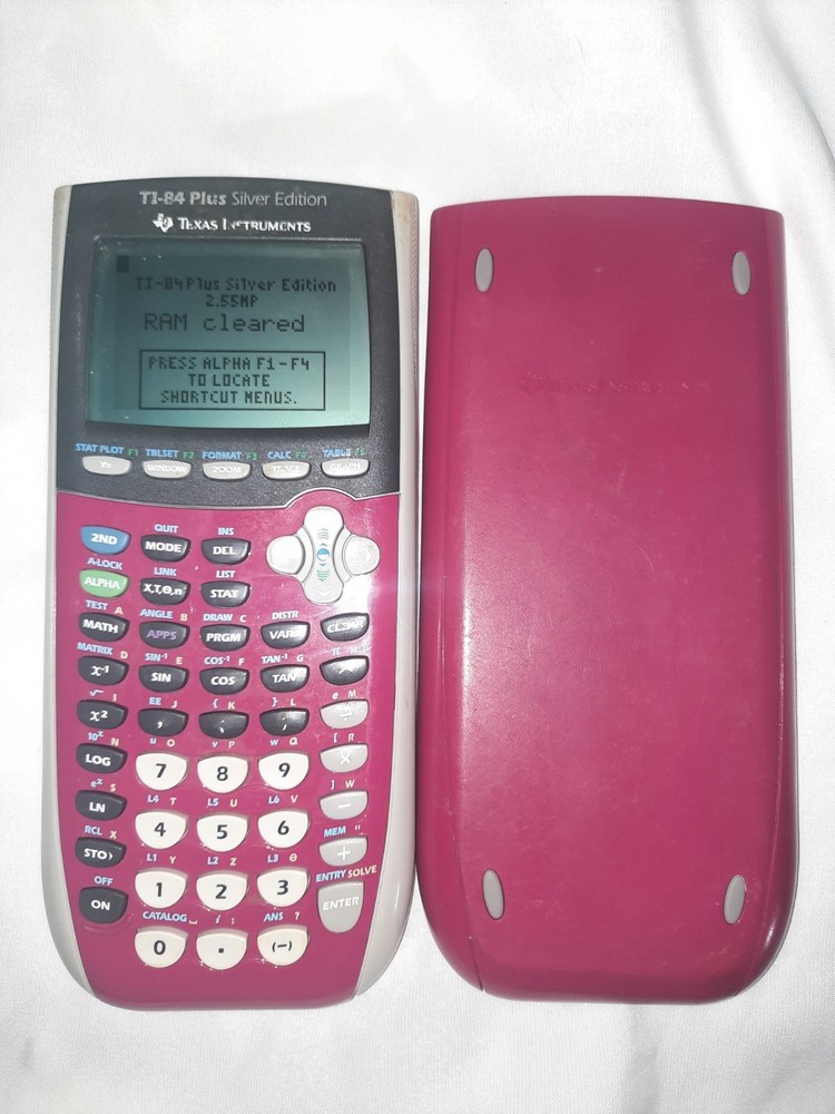 Texas Instruments T1-84 Plus Silver Edition Calculator Pink Working with Cover