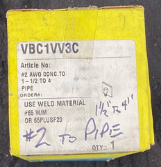 Erico Cadweld VBC1VV3C Graphite Weld Mold Exothermic Grounding OEM