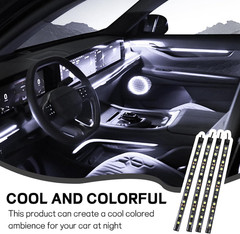 12V 48 LED Car Interior Strip Light Under Dash Ambient USB White Cigarette Plug