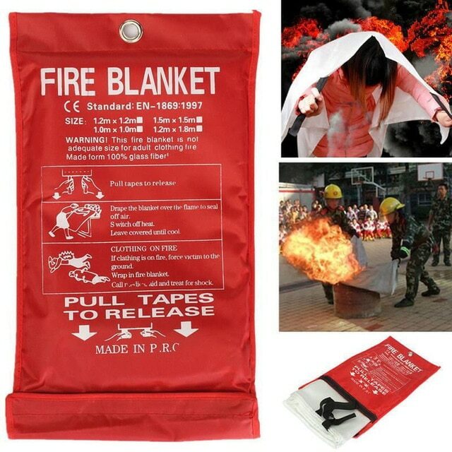 Emergency Fire Blanket Quick Release In Case For Home Office Car 1mx1mx0.3mm
