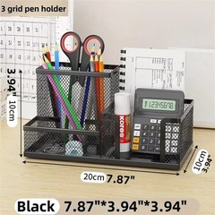 Black Mesh Desk Organizer 3 Tier Storage with Pencil Holder Office Home Use