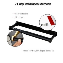 Paper Towel Holder – Self-Adhesive or Drilling, Black, Wall Mounted, Kitchen …