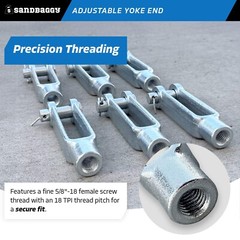Sandbaggy 5/8″-18 Adjustable Yoke End – Galvanized [Pins Included]