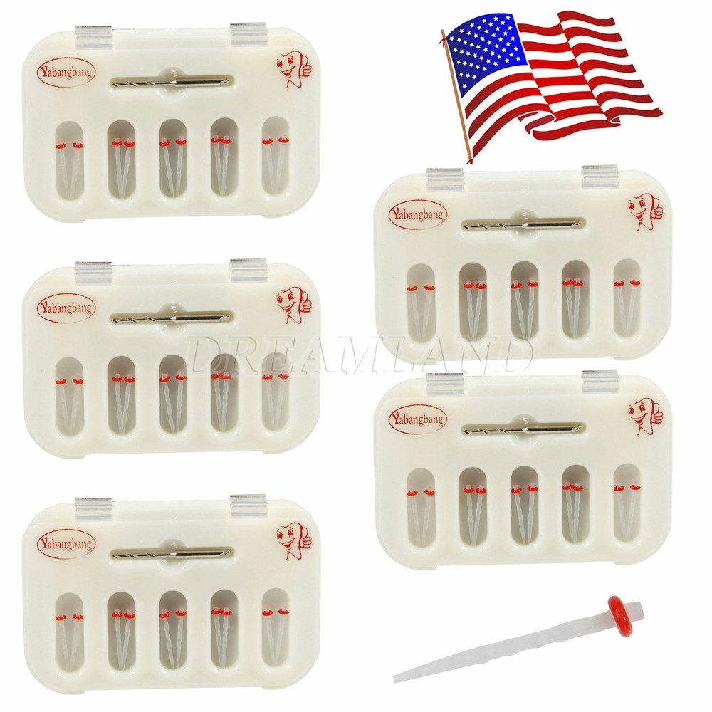 5-100packs Yabangbang Dental Fiber Post Screw Thread Quartz Drills Box Red