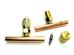 NEW 2-PACK Copper Tee 1/4 Tube w/ Wrench Cap & Valve Core Braze Access Fitting