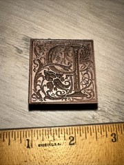 Antique Printing Block ( Letter P “ Beautiful Details! 1.25 X 1.25