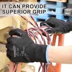 240 Pairs Ultra-Thin Black PU Work Gloves Polyurethane Palm Coated Nylon Safety