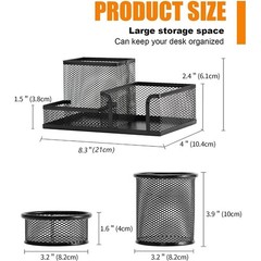 Pen Holder for Desk, Desk Organizers Set-3 Compartments Mesh Pencil Holder with