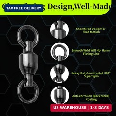 9KM DWLIFE Ball Bearing Swivels Copper Stainless Steel Solid Welded Ring Black N