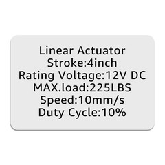 4 Inch 100mm Stroke 12V Electric Linear Actuator 225lbs 1000N Waterproof