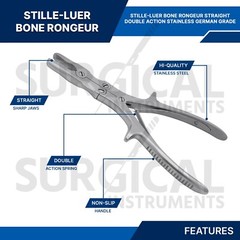 Stille-Luer Bone Rongeur 8.75″ Straight Double Action Orthopedic German Grade