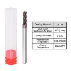 3.5mm Dia 4mm Shank HRC55 Carbide AlTiN Coated 4 Flute Square Nose End Mill