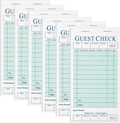 300 Guest Check Books 6 Pack Of 50, for Servers, Server Note Pads, Waitresses