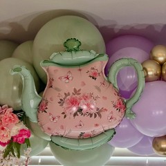 Teapot Balloon 4 Pieces 22inch Pink Green Teapot Mylar Foil Mylar Balloons for