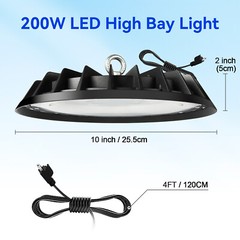200W UFO LED High Bay Light – 10 Pack, Ideal for Factories/Gyms/Barns/Warehouses
