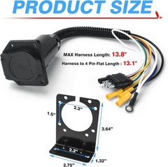 MICTUNING 4 Way Flat to 7 Way RV Blade and 4 Way Flat Female End Trailer Wiring