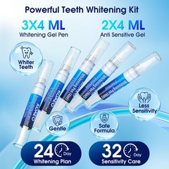 Teeth Whitening Kit: 3 Whitening Pens & 2 Desensitizing Pens + LED Light