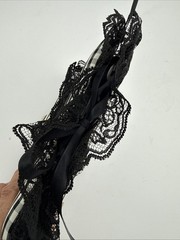 Vintage 1990s Black White Gingham Lace Address Book Cameo Victorian Gothic NOS