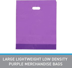 Plastic Bags 500 Purple Shopping Merchandise Die Cut Handles 15 x 18″ x 4″