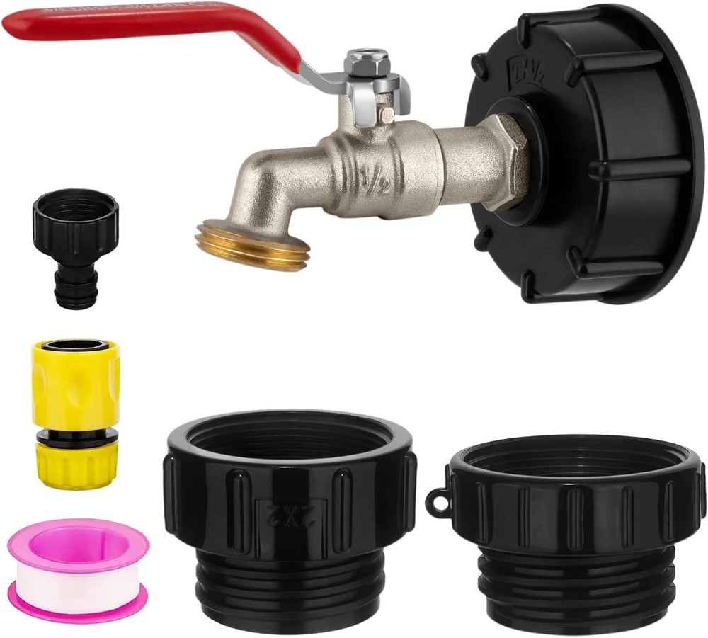 275-330 Gallon IBC Tote Tank Adapter,3-Size IBC Tote Hose Adapter, 2.44″ Fine…