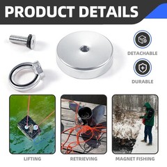 Magnet Fishing Kit 2.4″60 mm 500lb+, Big Strong Rare Earth Fish Magnets Heavy…